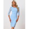 imageAllegra K Womens Elegant Lace Dress 34 Sleeve Business Wedding Guest Cocktail Bodycon DressLight Blue
