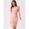 imageAllegra K Womens Elegant Lace Dress 34 Sleeve Business Wedding Guest Cocktail Bodycon DressPink
