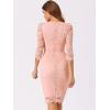 imageAllegra K Womens Elegant Lace Dress 34 Sleeve Business Wedding Guest Cocktail Bodycon DressPink
