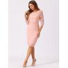 imageAllegra K Womens Elegant Lace Dress 34 Sleeve Business Wedding Guest Cocktail Bodycon DressPink