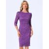 imageAllegra K Womens Elegant Lace Dress 34 Sleeve Business Wedding Guest Cocktail Bodycon DressPurple