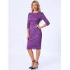 imageAllegra K Womens Elegant Lace Dress 34 Sleeve Business Wedding Guest Cocktail Bodycon DressPurple