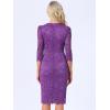 imageAllegra K Womens Elegant Lace Dress 34 Sleeve Business Wedding Guest Cocktail Bodycon DressPurple