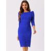 imageAllegra K Womens Elegant Lace Dress 34 Sleeve Business Wedding Guest Cocktail Bodycon DressRoyal Blue