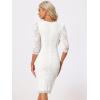 imageAllegra K Womens Elegant Lace Dress 34 Sleeve Business Wedding Guest Cocktail Bodycon DressWhite