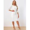 imageAllegra K Womens Elegant Lace Dress 34 Sleeve Business Wedding Guest Cocktail Bodycon DressWhite