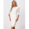 imageAllegra K Womens Elegant Lace Dress 34 Sleeve Business Wedding Guest Cocktail Bodycon DressWhite