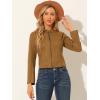 imageAllegra K Womens Faux Suede Jacket Stand Collar Zip Up Long Sleeve Motorcycle Biker CoatBrown