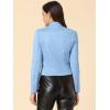 imageAllegra K Womens Faux Suede Jacket Stand Collar Zip Up Long Sleeve Motorcycle Biker CoatLight Blue