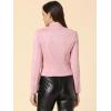 imageAllegra K Womens Faux Suede Jacket Stand Collar Zip Up Long Sleeve Motorcycle Biker CoatPink