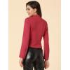 imageAllegra K Womens Faux Suede Jacket Stand Collar Zip Up Long Sleeve Motorcycle Biker CoatRed