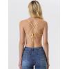 imageAllegra K Womens Halloween Sequin Spaghetti Straps Crisscross Backless Party Crop Cami TopLight Gold
