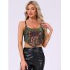 imageAllegra K Womens Halloween Sequin Spaghetti Straps Crisscross Backless Party Crop Cami TopMulticolor