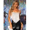 imageAllegra K Womens Halloween Sequin Spaghetti Straps Crisscross Backless Party Crop Cami TopPink