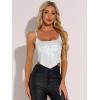 imageAllegra K Womens Halloween Sequin Spaghetti Straps Crisscross Backless Party Crop Cami TopWhite