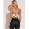 imageAllegra K Womens Halloween Sequin Spaghetti Straps Crisscross Backless Party Crop Cami TopWhite