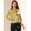 imageAllegra K Womens Holographic Shiny Party Christmas Long Sleeve Lightweight Zipper Metallic JacketGolden