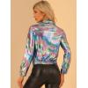 imageAllegra K Womens Holographic Shiny Party Christmas Long Sleeve Lightweight Zipper Metallic JacketIridescent