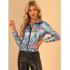 imageAllegra K Womens Holographic Shiny Party Christmas Long Sleeve Lightweight Zipper Metallic JacketIridescent
