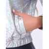 imageAllegra K Womens Holographic Shiny Party Christmas Long Sleeve Lightweight Zipper Metallic JacketIridescent Silver