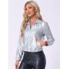 imageAllegra K Womens Holographic Shiny Party Christmas Long Sleeve Lightweight Zipper Metallic JacketIridescent Silver