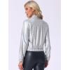 imageAllegra K Womens Holographic Shiny Party Christmas Long Sleeve Lightweight Zipper Metallic JacketIridescent Silver