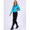 imageAllegra K Womens Holographic Shiny Party Christmas Long Sleeve Lightweight Zipper Metallic JacketMedium Blue