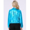 imageAllegra K Womens Holographic Shiny Party Christmas Long Sleeve Lightweight Zipper Metallic JacketMedium Blue