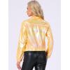 imageAllegra K Womens Holographic Shiny Party Christmas Long Sleeve Lightweight Zipper Metallic JacketYellow