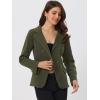 imageAllegra K Womens Jean Jacket Button Down Notched Lapel Long Sleeve Work Office Denim Blazer JacketArmy Green