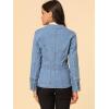 imageAllegra K Womens Jean Jacket Button Down Notched Lapel Long Sleeve Work Office Denim Blazer JacketBaby Blue