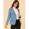 imageAllegra K Womens Jean Jacket Button Down Notched Lapel Long Sleeve Work Office Denim Blazer JacketBaby Blue