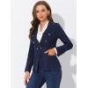 imageAllegra K Womens Jean Jacket Button Down Notched Lapel Long Sleeve Work Office Denim Blazer JacketBlackblue