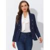 imageAllegra K Womens Jean Jacket Button Down Notched Lapel Long Sleeve Work Office Denim Blazer JacketBlackblue
