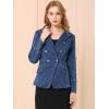 imageAllegra K Womens Jean Jacket Button Down Notched Lapel Long Sleeve Work Office Denim Blazer JacketDark Blue