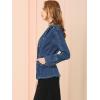 imageAllegra K Womens Jean Jacket Button Down Notched Lapel Long Sleeve Work Office Denim Blazer JacketDark Blue