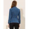 imageAllegra K Womens Jean Jacket Button Down Notched Lapel Long Sleeve Work Office Denim Blazer JacketDenim Blue