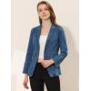 imageAllegra K Womens Jean Jacket Button Down Notched Lapel Long Sleeve Work Office Denim Blazer JacketDenim Blue