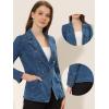 imageAllegra K Womens Jean Jacket Button Down Notched Lapel Long Sleeve Work Office Denim Blazer JacketDenim Blue