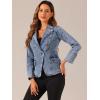 imageAllegra K Womens Jean Jacket Button Down Notched Lapel Long Sleeve Work Office Denim Blazer JacketGrey Blue