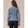 imageAllegra K Womens Jean Jacket Button Down Notched Lapel Long Sleeve Work Office Denim Blazer JacketGrey Blue