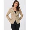 imageAllegra K Womens Jean Jacket Button Down Notched Lapel Long Sleeve Work Office Denim Blazer JacketKhaki