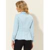 imageAllegra K Womens Jean Jacket Button Down Notched Lapel Long Sleeve Work Office Denim Blazer JacketLight Blue