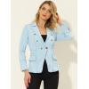 imageAllegra K Womens Jean Jacket Button Down Notched Lapel Long Sleeve Work Office Denim Blazer JacketLight Blue