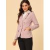 imageAllegra K Womens Jean Jacket Button Down Notched Lapel Long Sleeve Work Office Denim Blazer JacketPink