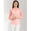 imageAllegra K Womens Lace Top Long Sleeve Smocked Mock Neck See Through Sheer Top BlousePink