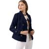 imageAllegra K Womens Notched Lapel Double Breasted Pea CoatDark Blue