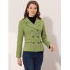 imageAllegra K Womens Notched Lapel Double Breasted Pea CoatPea Green