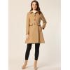 imageAllegra K Womens Peter Pan Collar Contrast Trim Single Breasted Winter Long CoatKhaki