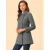 imageAllegra K Womens Peter Pan Collar Double Breasted Winter Long Trench Pea CoatDark Grey